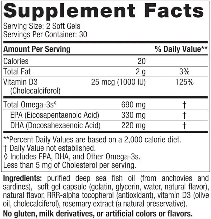 Nordic Naturals Omega-3D 60 Softgels, Lemon Flavour