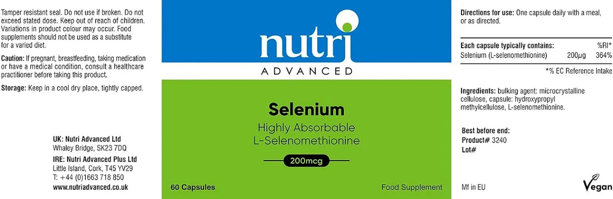 Nutri Advanced - Selenium 200ug 60 Caps