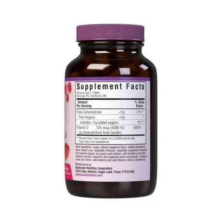 Bluebonnet Earthsweet Chewables Vitamin D3 90 Raspberry Tablets
