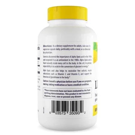 Healthy Origins Alpha Lipoic Acid 600mg Veggie Capsules