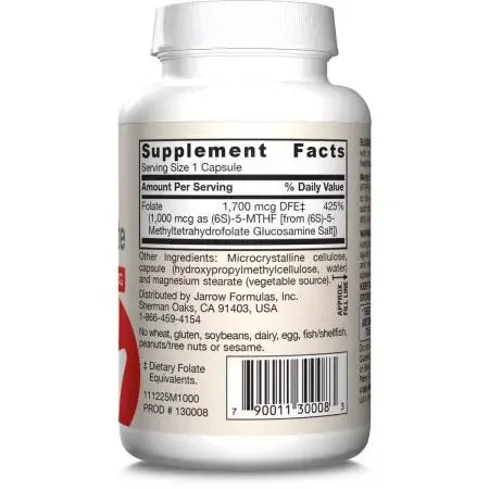 Jarrow Formulas Vitamin Methyl B12 & Methyl Folate Lemon Chewable Tablets