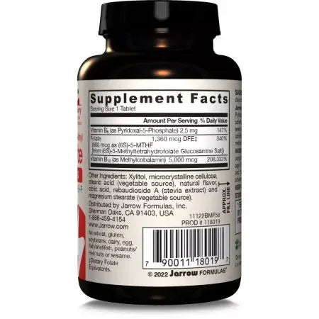 Jarrow Formulas Vitamin Methyl B12 & Methyl Folate Cherry Chewable Tablets