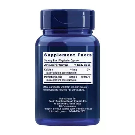 Life Extension Pantothenic Acid 500 mg 100 Vegetarian Capsules