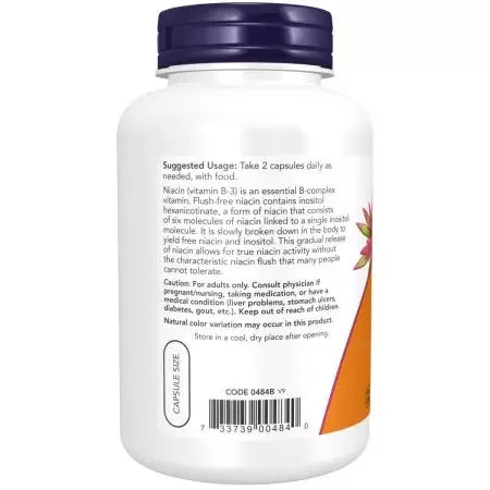 Now Foods Niacin (Vitamin B3) 250 mg Flush Veg Capsules