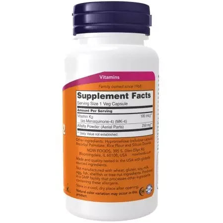 Now Foods Vitamin K2 100 mcg Veg Capsules