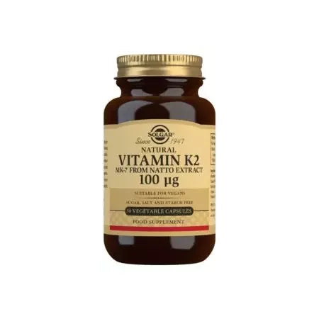Solgar Natural Vitamin K2 (MK7) 100 ug Vegetable Capsules Pack of 50