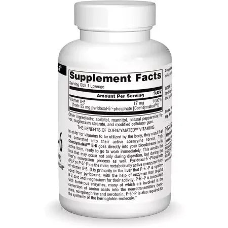 Source Naturals Coenzymated Vitamin B6 25mg 120 Peppermint Lozenge