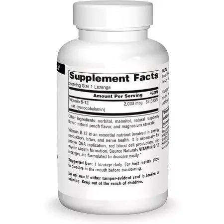 Source Naturals Vitamin B12 2,000 mcg 100 Lozenge
