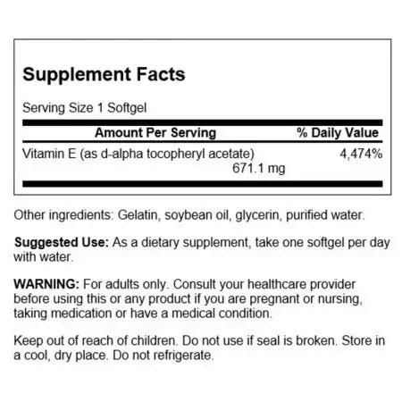 Swanson Vitamin E1000 1000iu Capsules