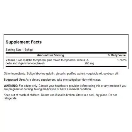 Swanson Vitamin E Mixed Tocopherols 400iu Softgels