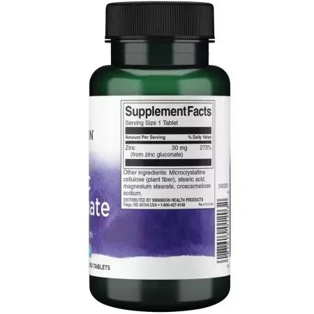 Swanson Zinc Gluconate 30mg 250 Tablets