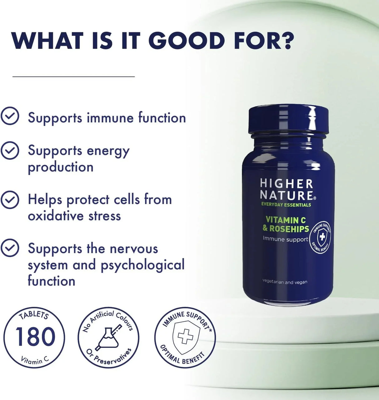 Higher Nature Vitamin C (formerly known as Rosehips) with Rosehips 30 Capsules