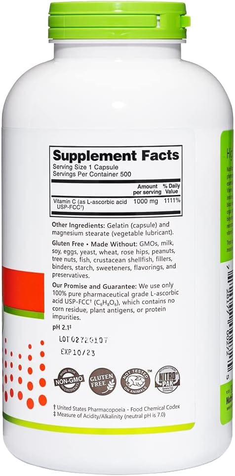 NutriBiotic Vitamin C 1,000 mg (500 Vegan Tablets)