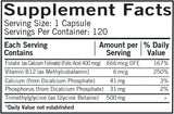 Kirkman Laboratories TMG with Folinic Acid and Methyl B12, 500mg, 120 Capsules