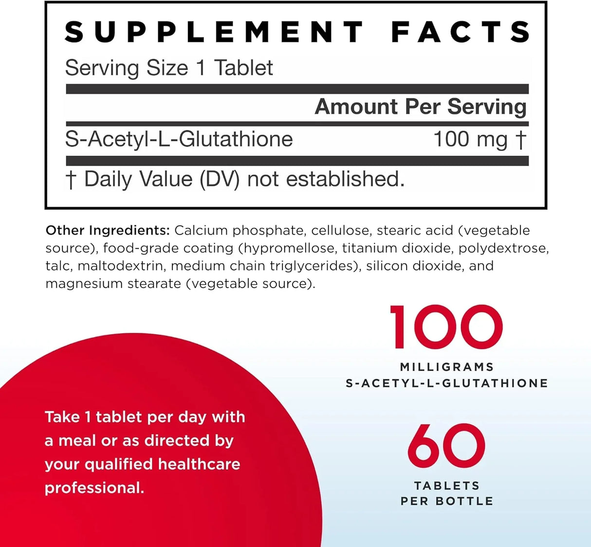 Jarrow Formulas S-Acetyl L-Glutathione, 100mg - 60 tablets