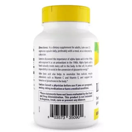 Health Thru Nutrition Alpha Lipoic Acid 600mg 60 Veggie Capsules