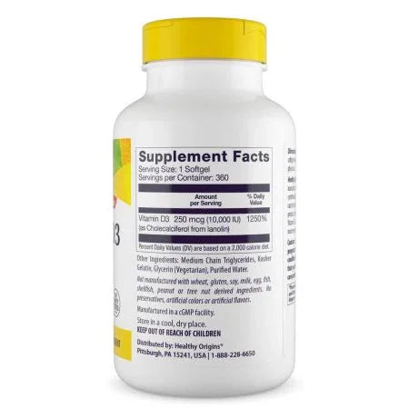 Healthy Origins Vitamin D3 10,000iu Softgels
