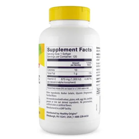 Healthy Origins Vitamin E 1,000iu Softgels
