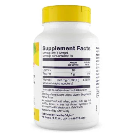 Healthy Origins Vitamin E 1,000iu Softgels