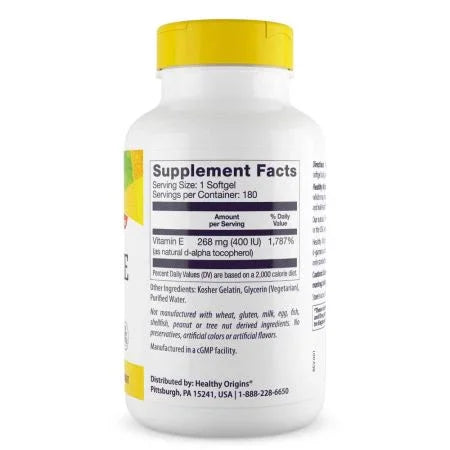 Healthy Origins Vitamin E 400iu Softgels