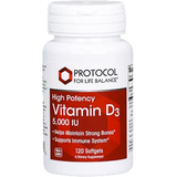 High Potency Vitamin D3 5000 IU 120 softgels - Protocol For Life Balance - welzo