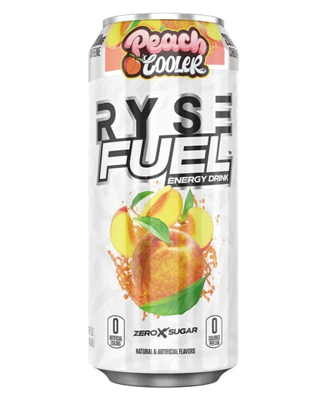 RYSE Fuel Energy Drink, Peach Cooler - 12 x 473 ml.