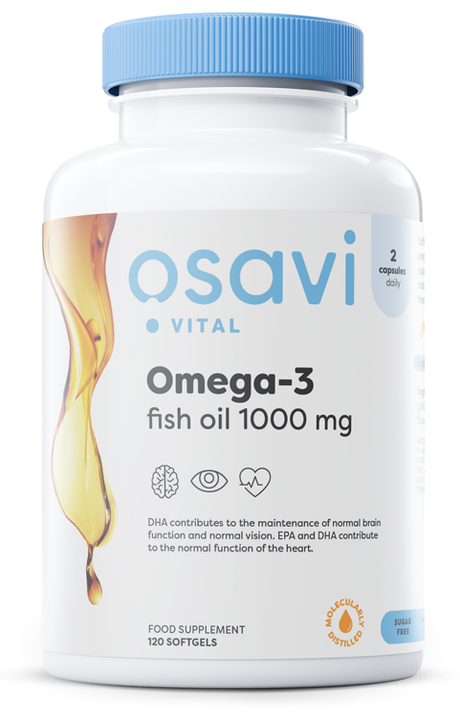 Osavi Omega-3 Fish Oil Molecularly Distilled, 1000mg (Lemon) - 120 softgels