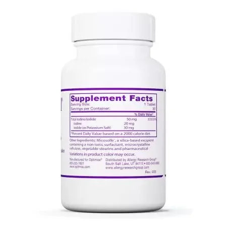 Optimox Corporation High Potency Iodine/Potassium Iodide 50mg 30 Tablets