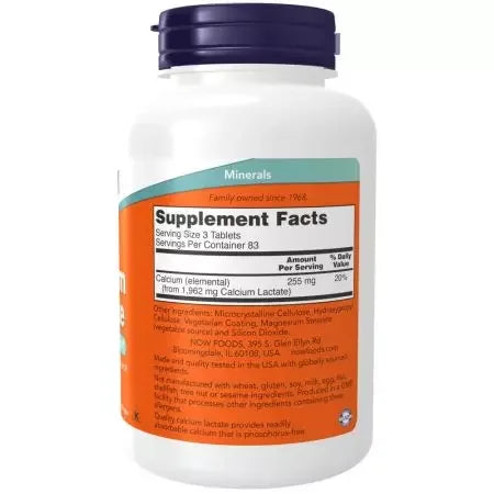 Now Foods Calcium Lactate 250 Tablets