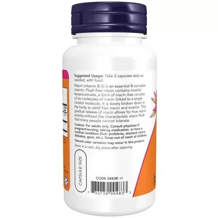 Now Foods Niacin (Vitamin B3) 250 mg Flush Veg Capsules