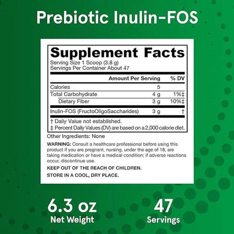 Prebiotic Inulin FOS Powder, 180g - Jarrow Formulas - welzo