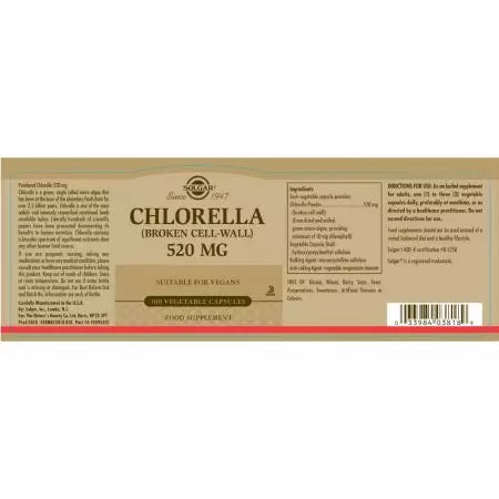 Solgar Chlorella 520 mg Vegetable Capsules Pack of 100
