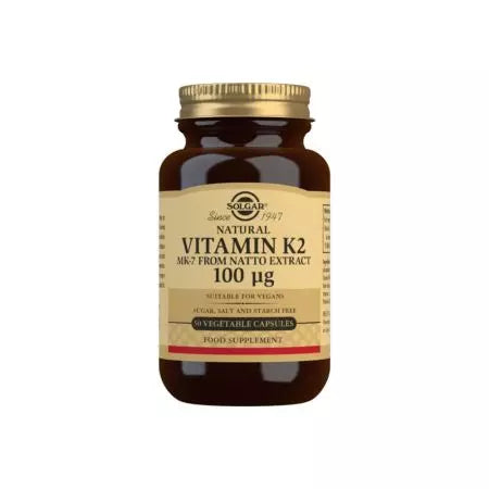 Solgar Natural Vitamin K2 (MK7) 100 ug Vegetable Capsules Pack of 50