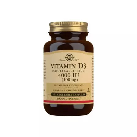 Solgar Vitamin D3 (Cholecalciferol) 4000 IU (100 ug) Vegetable Capsules Pack