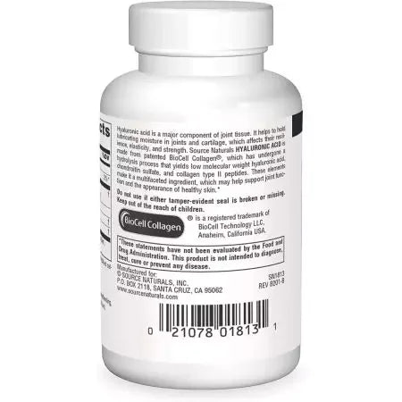 Source Naturals Hyaluronic Acid 100mg 30 Tablets
