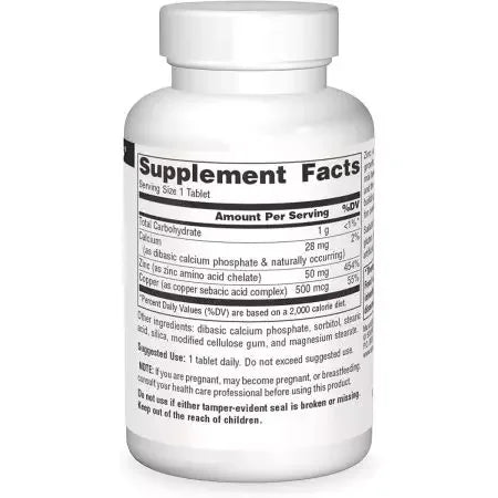 Source Naturals Zinc 50mg 100 Tablets