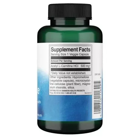 Swanson Acetyl LCarnitine 500mg Veg Capsules