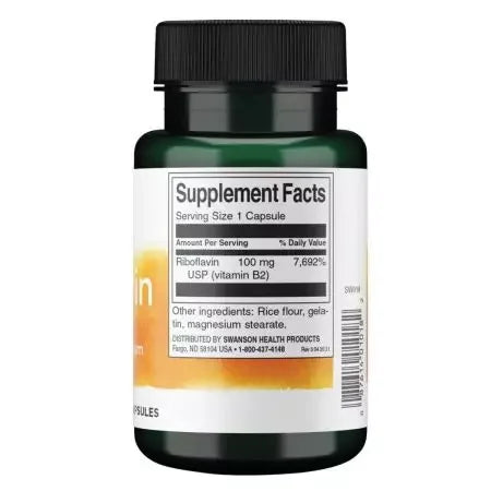 Swanson Riboflavin Vitamin B2 100 mg 100 Capsules