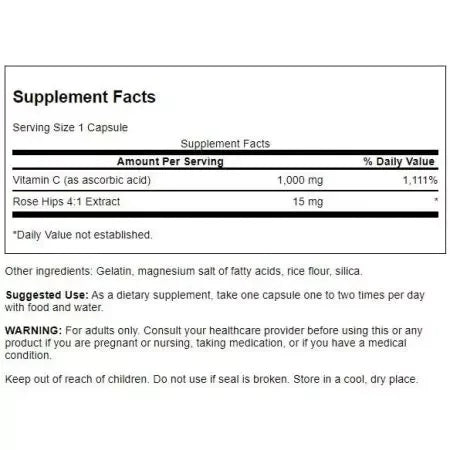 Swanson Vitamin C with Rose Hips 1,000 mg Capsules