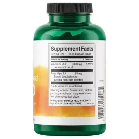 Swanson Vitamin C with Rose Hips TimedRelease 1,000mg 250 Tablets