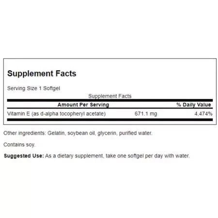 Swanson Vitamin E1000 1000iu Capsules